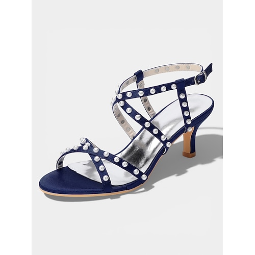 Elegante, rosafarbene Riemchensandalen mit Strasssteinen und Absatz, offene Schuhe für Hochzeitsgäste zur kirchlichen Trauung Image