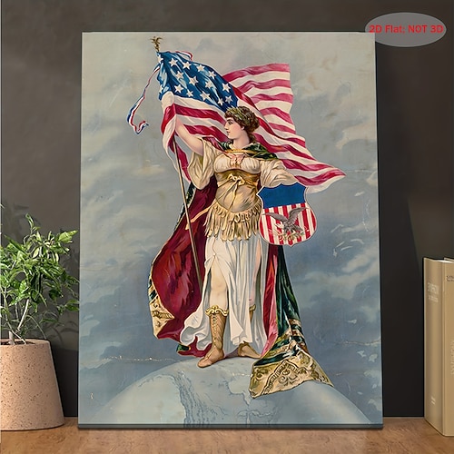2D flache Leinwandkunst mit vintage Americana für das 4. Juli Feiertagsgeschenk für Familien perfekt zur Dekoration Image