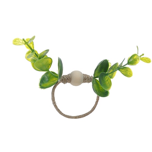 6er Pack Oster Serviettenring kreative Eukalyptusblatt Simulation Serviettenbuckle westliches Hotel Terrasse Osterhasenohr Serviettenring Image