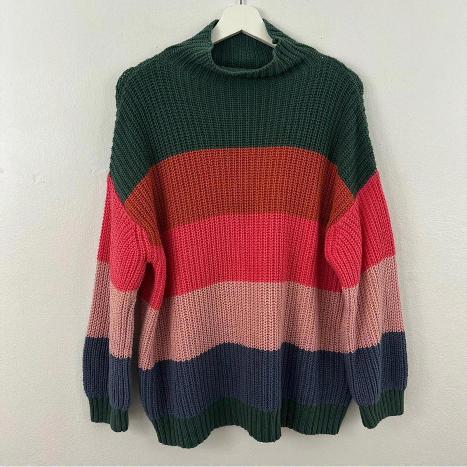 American Eagle Outfitters Sweaters | American Eagle Colorblock Turtleneck Sweater Women's Size Xs/S | Color: Green | Size: Other