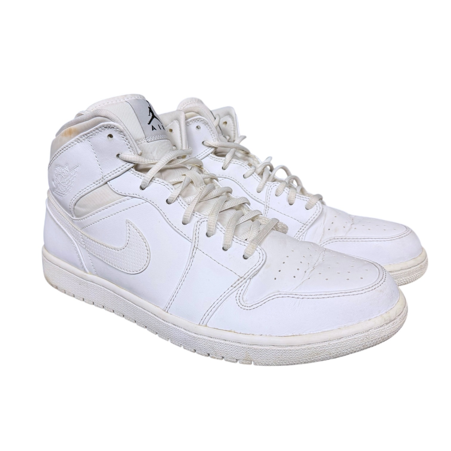 Nike Shoes | Air Jordan 1 Mid Triple White Sneakers Shoes Men's 12 Nike 2016 | Color: White | Size: 12