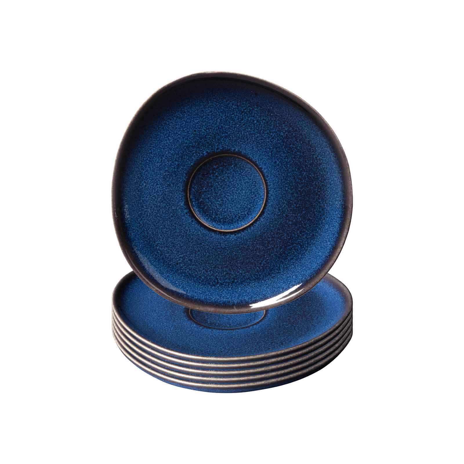 Untertasse "Kaffeeuntertassen Lave ø 15,2 cm 6er Set", blau (bleu), LIKE. BY VILLEROY & BOCH, Speiseteller