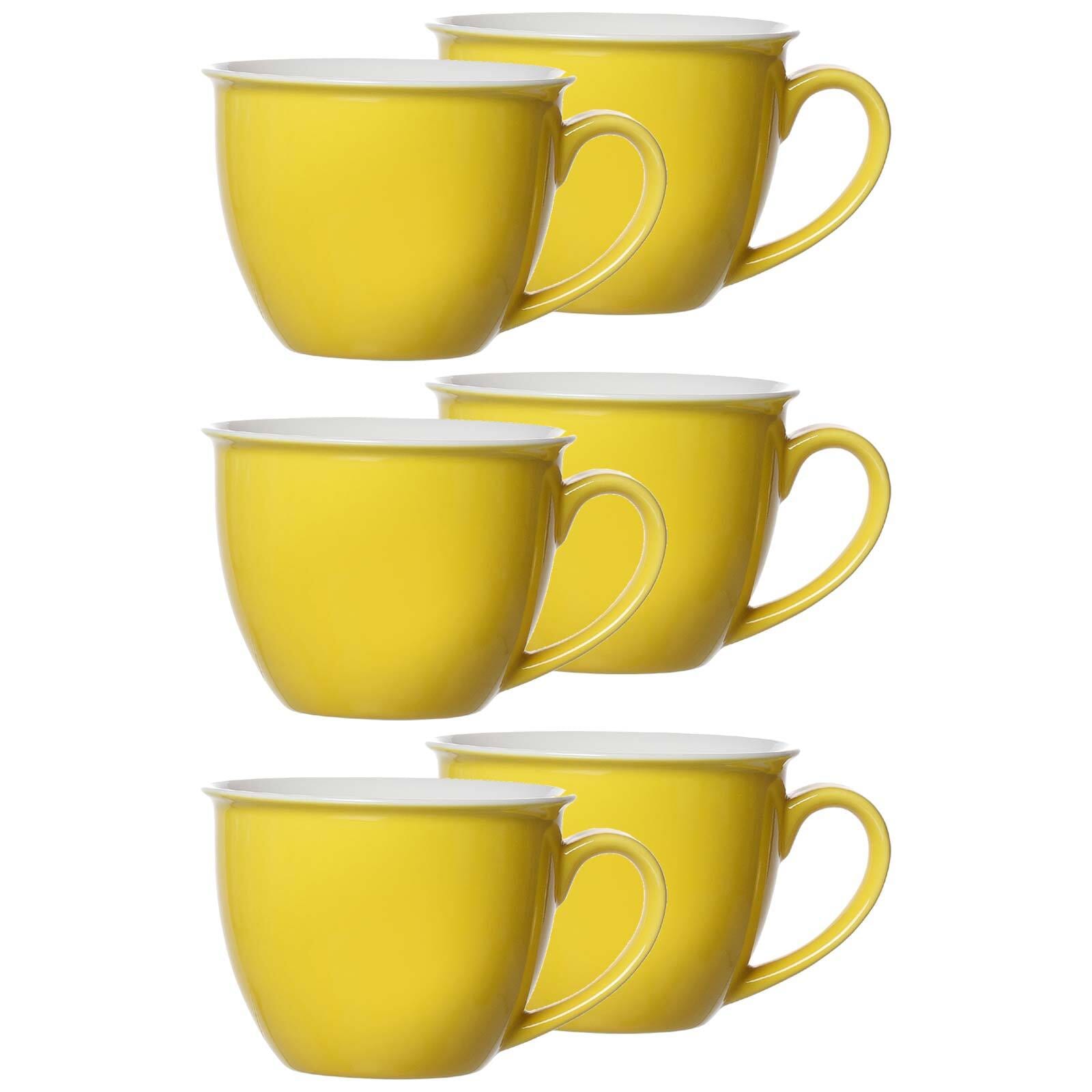 Tasse RITZENHOFF & BREKER "Jumbotassen Doppio 350 ml 6er Set", gelb, Porzellan, Trinkgefäße, Tasse