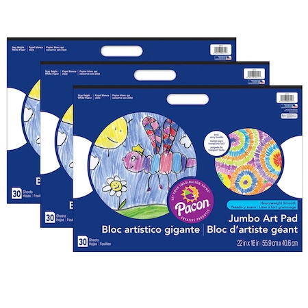 ART STREET P4711 Art Street Jumbo Art Pad, White, 22x16, 30 Sheets/Pad, PK3 Pads