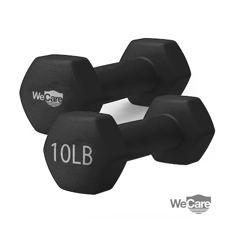 WECARE FITNESS WC-2P-10LB-BK Neoprene Coated 10 Lbs Dumbbells for Non-Slip