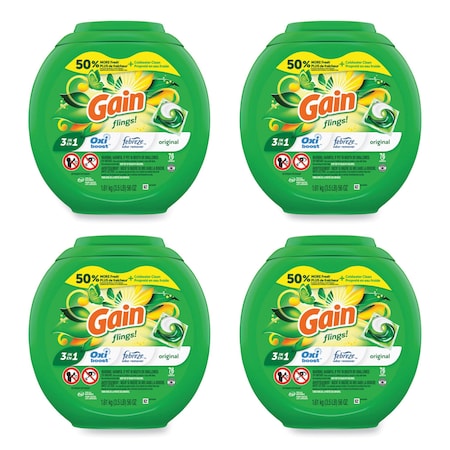 GAIN 80735397 Flings Detergent Pods, Original, 76 Pods/Tub, 4PK