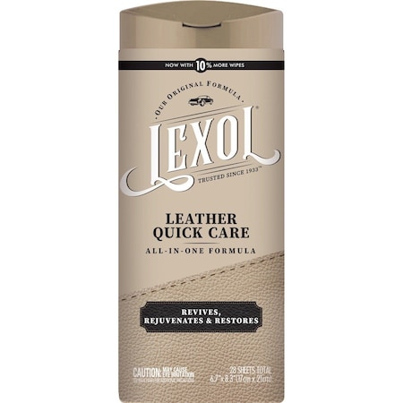 LEXOL LXWQC28 Quick Care Leather Cleaner And Conditioner 30 sheet Wipes,PK28