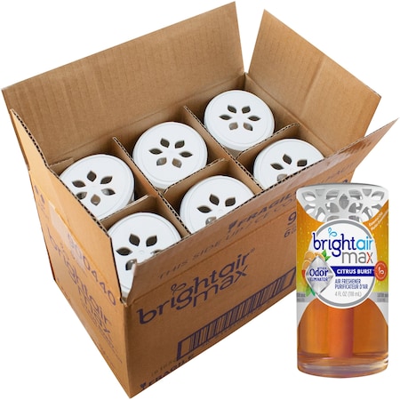 BRIGHT AIR BRI900440CT Air Freshener, Citrus Burst, 4 oz Orange, PK 6