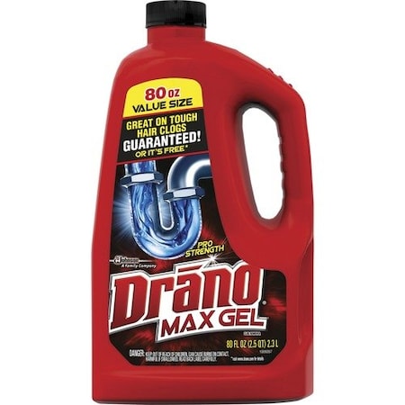 SC JOHNSON SJN694772 Drano 694772, Max Gel Clog Remover, Bleach Scent, 80 Oz