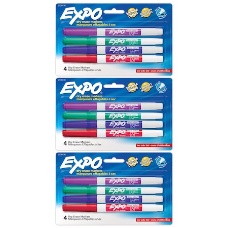 EXPO 2138430 Dry Erase Markers, Whiteboard Markers with Low Odor Ink, Fine Tip,