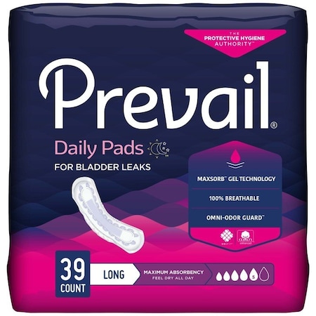 PREVAIL DAILY PADS PV-915/1 Maximum Bladder Control Pad, 13in Length, 39PK