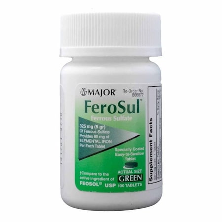 FEROSUL 00904759160 Mineral Supplement Iron 325 mg Strength Tablet, 100PK