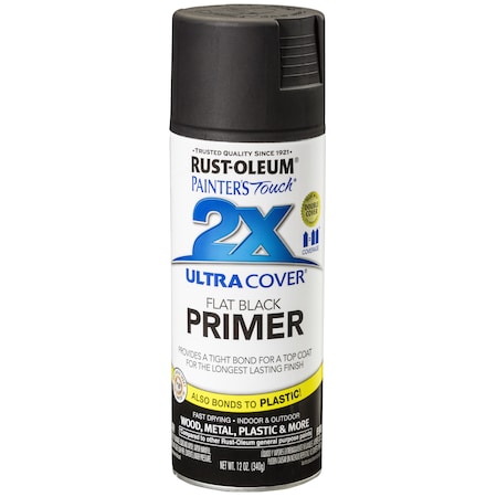 RUST-OLEUM 249846 Spray Primer, Black Primer, Solvent, 12 oz