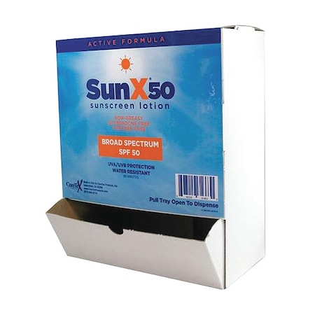 SUNX 18-920G Sunscreen,0.25 oz,Packet,50 SPF,PK50