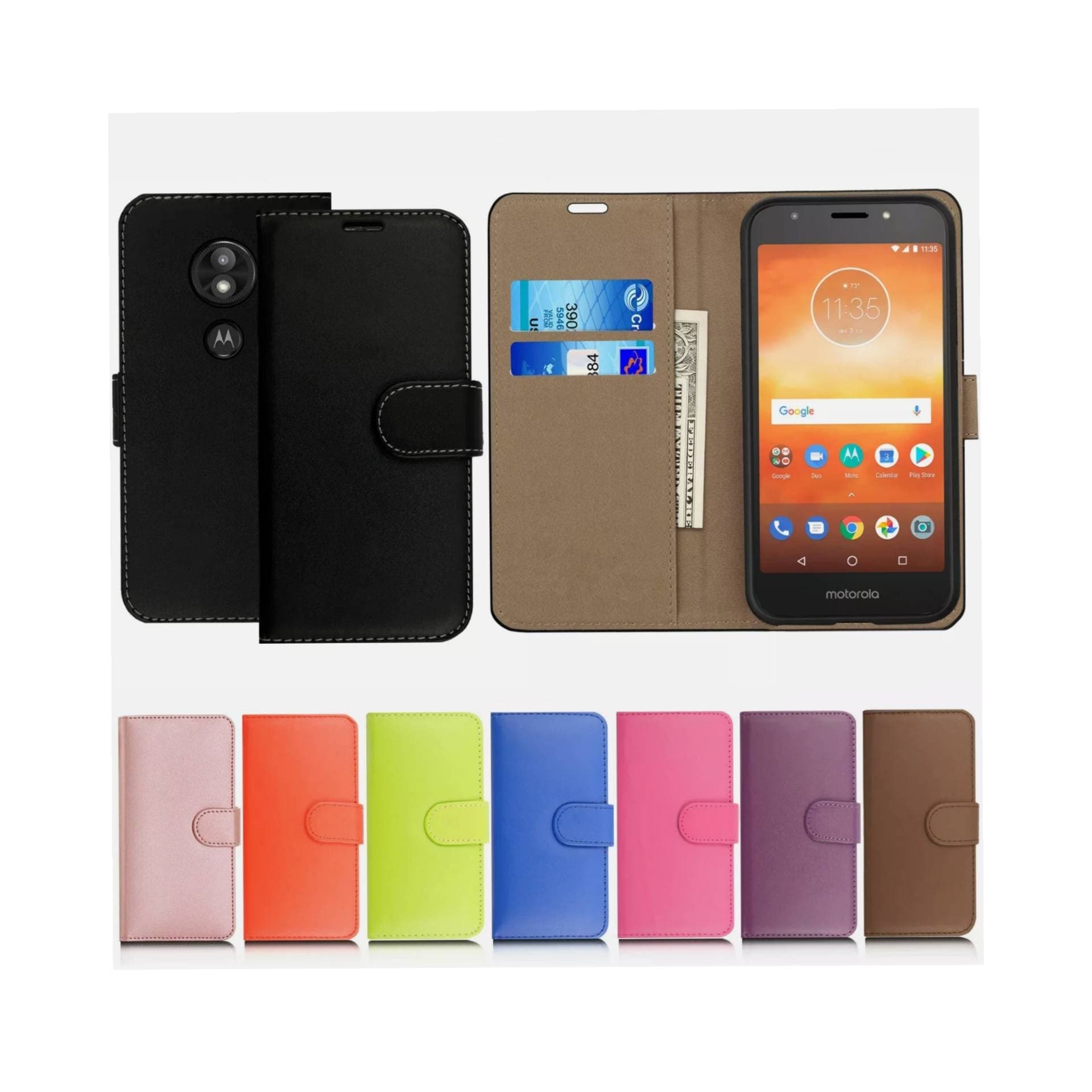 Personalizzato 1 3d / Fe / Maschio Ricamo Smiley Emoji Pelle Flip Wallet Magnetic Stand Phone Cover Case Per Tutti i Motorola Phone g6 g7 g8 e6 e5