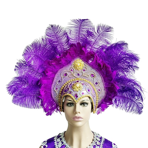 carnaval 2026 rio carnaval samba accessoires de luxe coiffe de plumes violettes costume de spectacle de festival brésilien