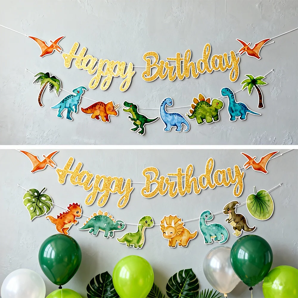 Dinosauro Buon Compleanno Banner Ghirlanda Dinosauro Decorazione festa di compleanno Ragazzi Bambini Dino Festa a tema Ghirlanda appesa Decorazione bandiera