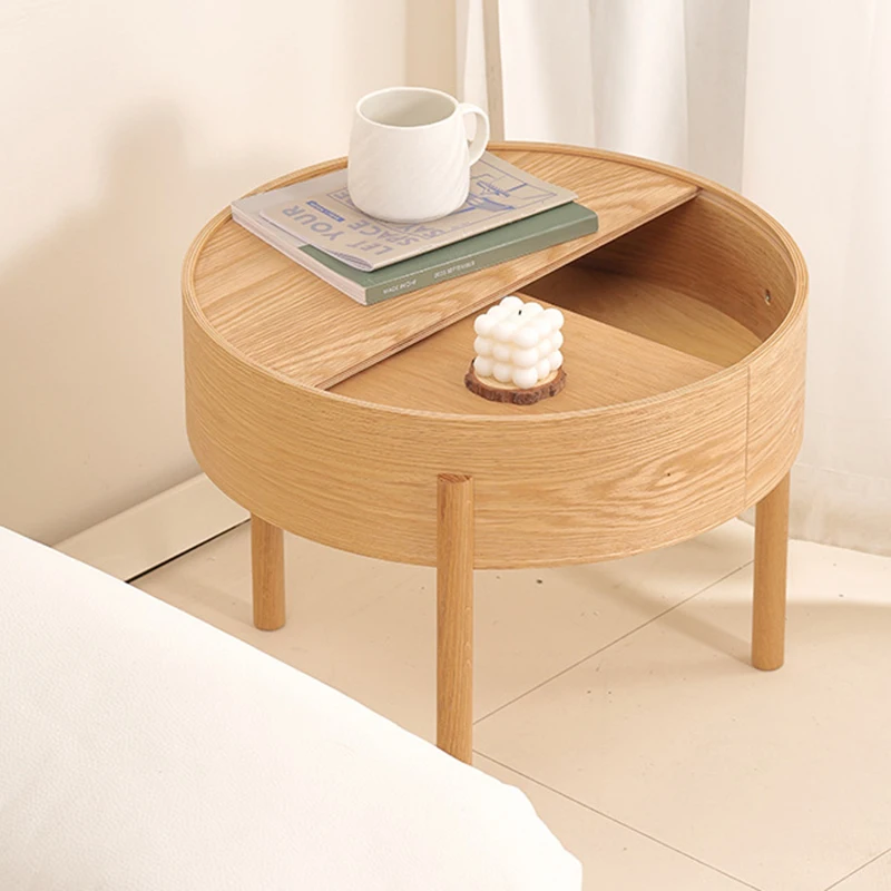 Couchtische aus massivem Holz, moderner multifunktionaler Aufbewahrungs-Beistelltisch, nordisches Design, Wohnzimmer, rundes Sofa, Couchtisch, abnehmbar
