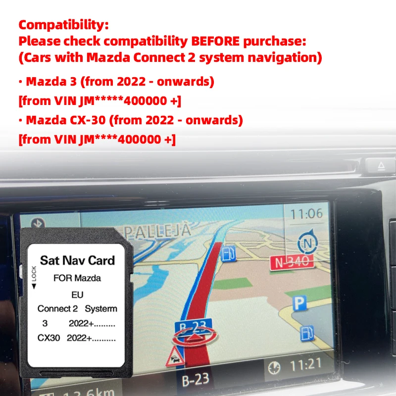 Karten Sat Navi 32 GB für Mazda 3/CX30 2022+ Auto Connect2 System Navigation GPS SD Karte Neueste 2024 Update Europa Türkei