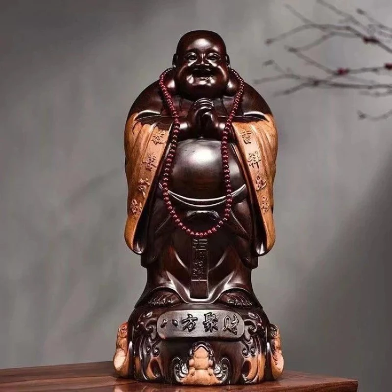 1pc Massivholz Maitreya Buddha Ornament Holz Buddha Carving Handwerk Feng Shui Buddha Statue Dekoration Von Einrichtungs Dekor