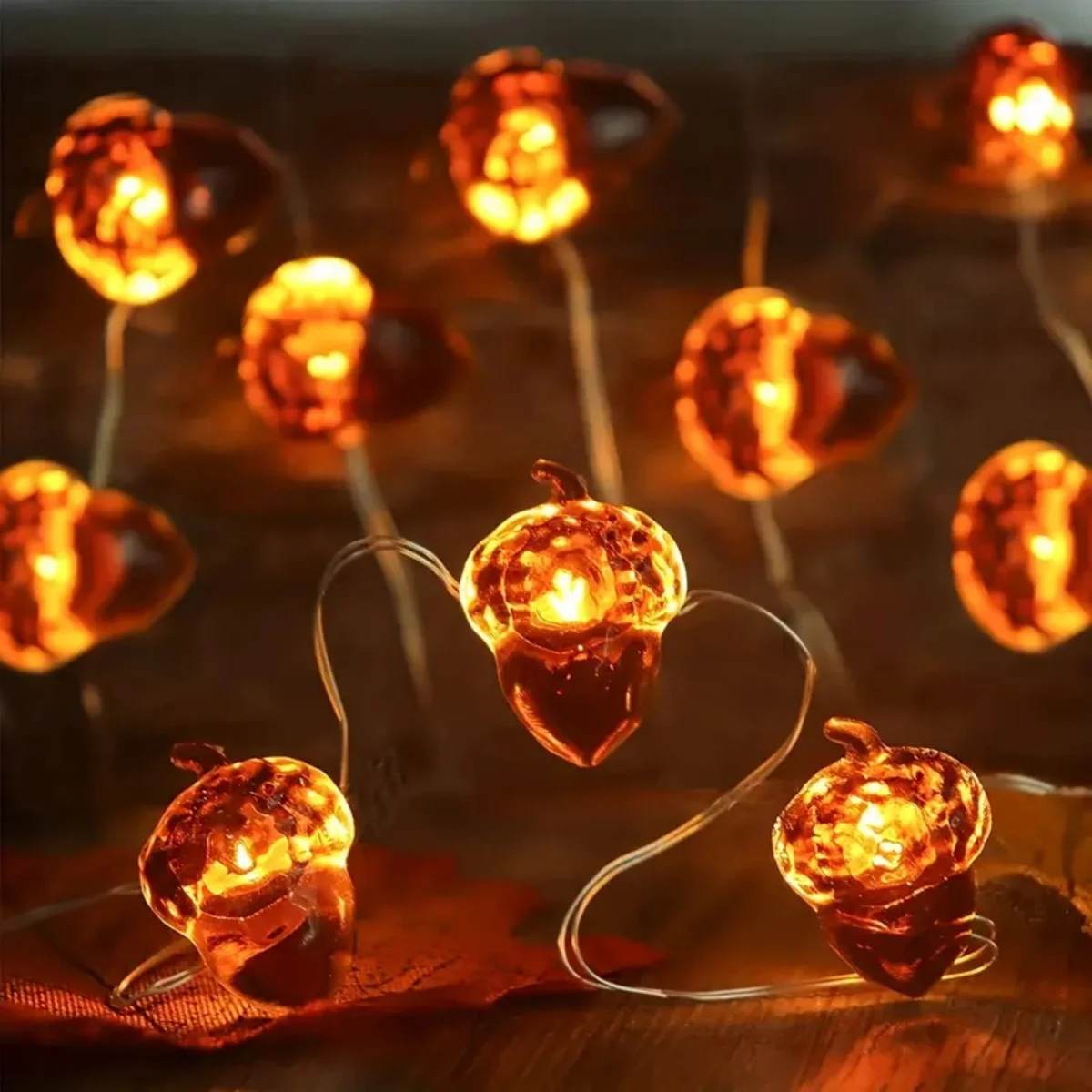 1pc 20/30 LED Eichel Kupfer Draht Lichterketten Batterie Betrieben Herbst Girlande Dekorative Fee Lampe Für Home Tisch Halloween decor