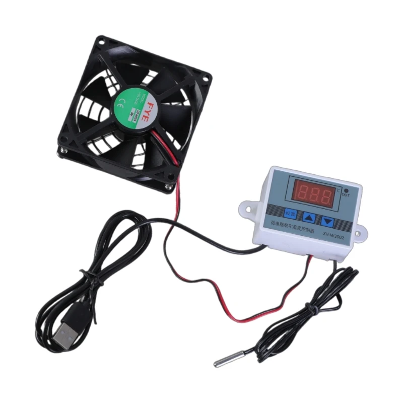 Leiser USB-Schrankventilator für AV-Schränke mit 0-40 ℃ Geräuscharmer Lüfter mit Thermostatsteuerung, 5 V, 1 A, Eingang 110 cm, USB-Kabel Image