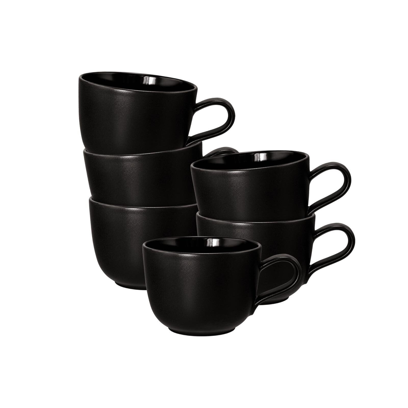 Tasse SELTMANN WEIDEN "Kaffeetassen Liberty Velvet Black 260 ml 6er Set schwarz", schwarz, 6 tlg., Porzellan, Trinkgefäße, Tasse