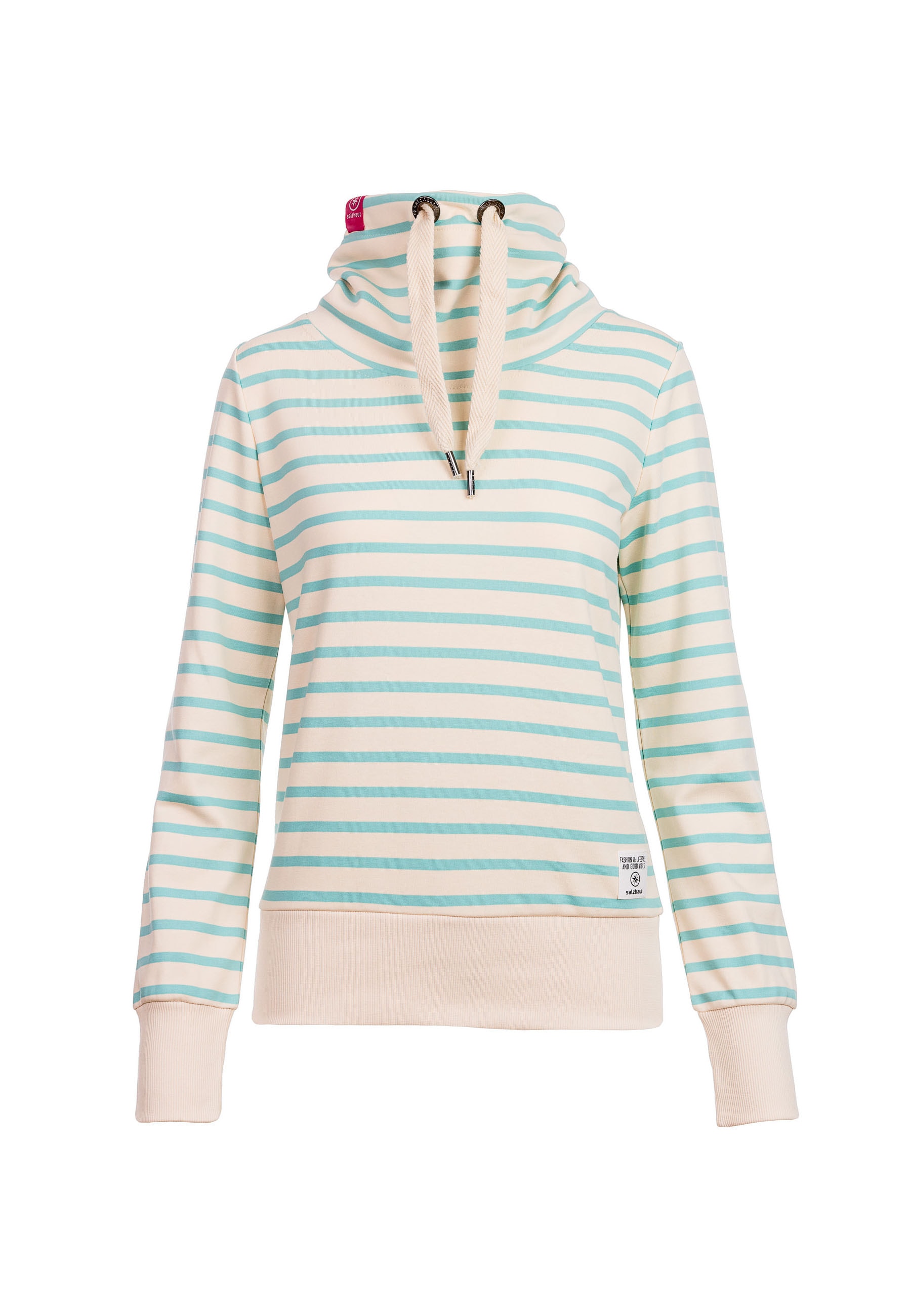 Sweatshirt SALZHAUT "Sweatshirt KÓÓVELJ¿U", Damen, Gr. M, beige (beige aqua), Obermaterial: 80% Baumwolle CO. 20% Polyester PES., Sweatshirts Sweatshirt
