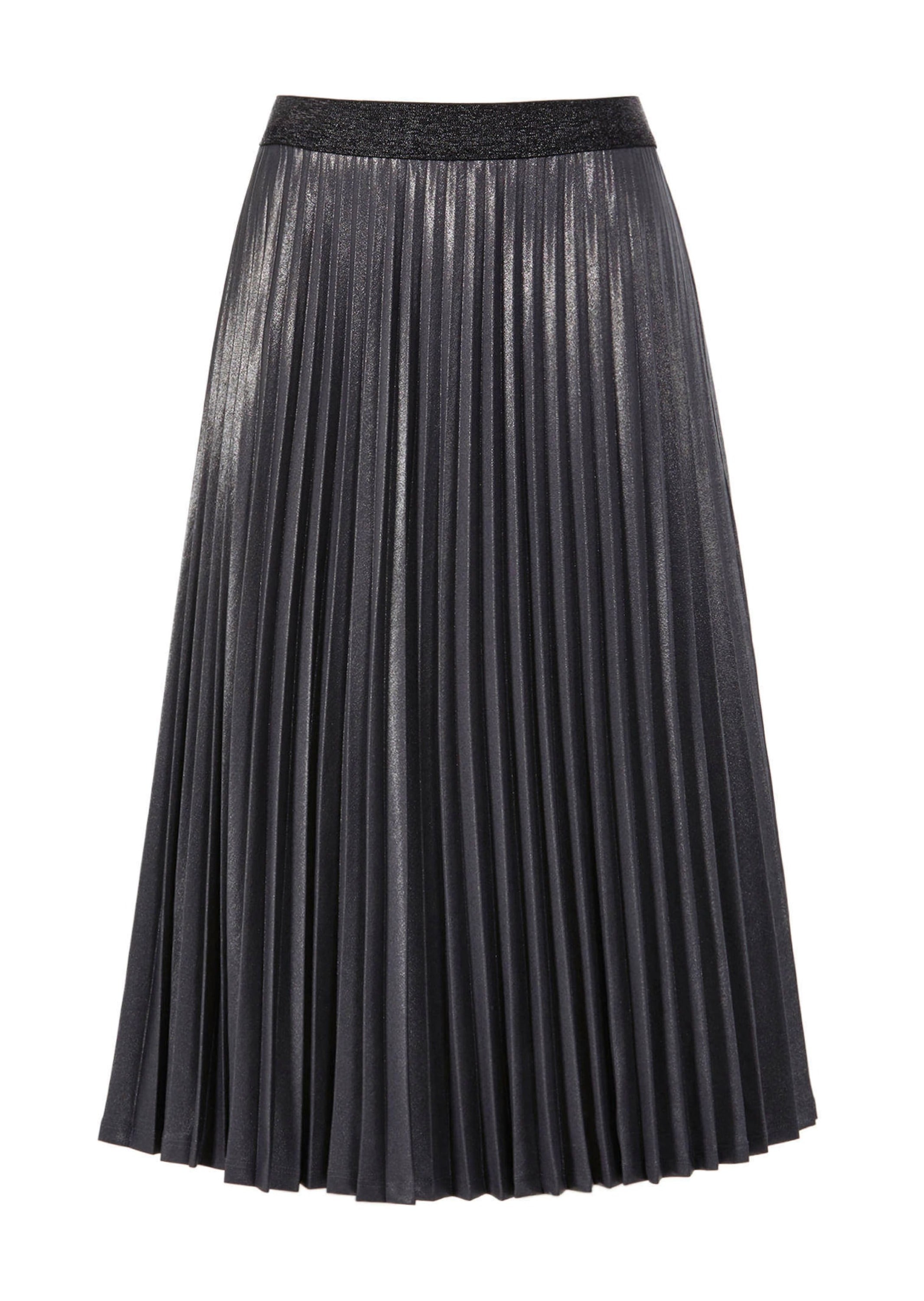 Plisseerock GOLDNER "Kurzgröße Plisseerock im Metallic Look", Damen, Gr. 21, grau (metallic, grau), Obermaterial: 95% Polyester PES. 5% Elasthan EL., Röcke