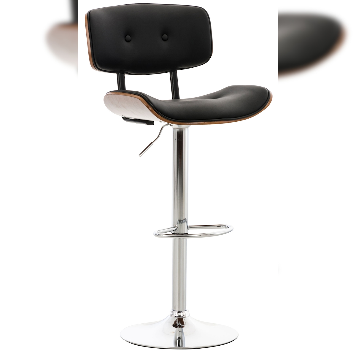 DELUKE Barhocker KAKOT - Kunstleder Walnuss/schwarz 50x56x94 cm | Barstuhl Mit Lehne Drehbar Tresenhocker Tresenstuhl Kneipenhocker Kneipenstuhl Image