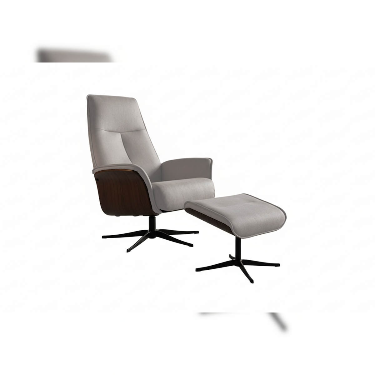 KAWOLA Relaxsessel FERREIRA Drehsessel Leder grau mit Hocker Image