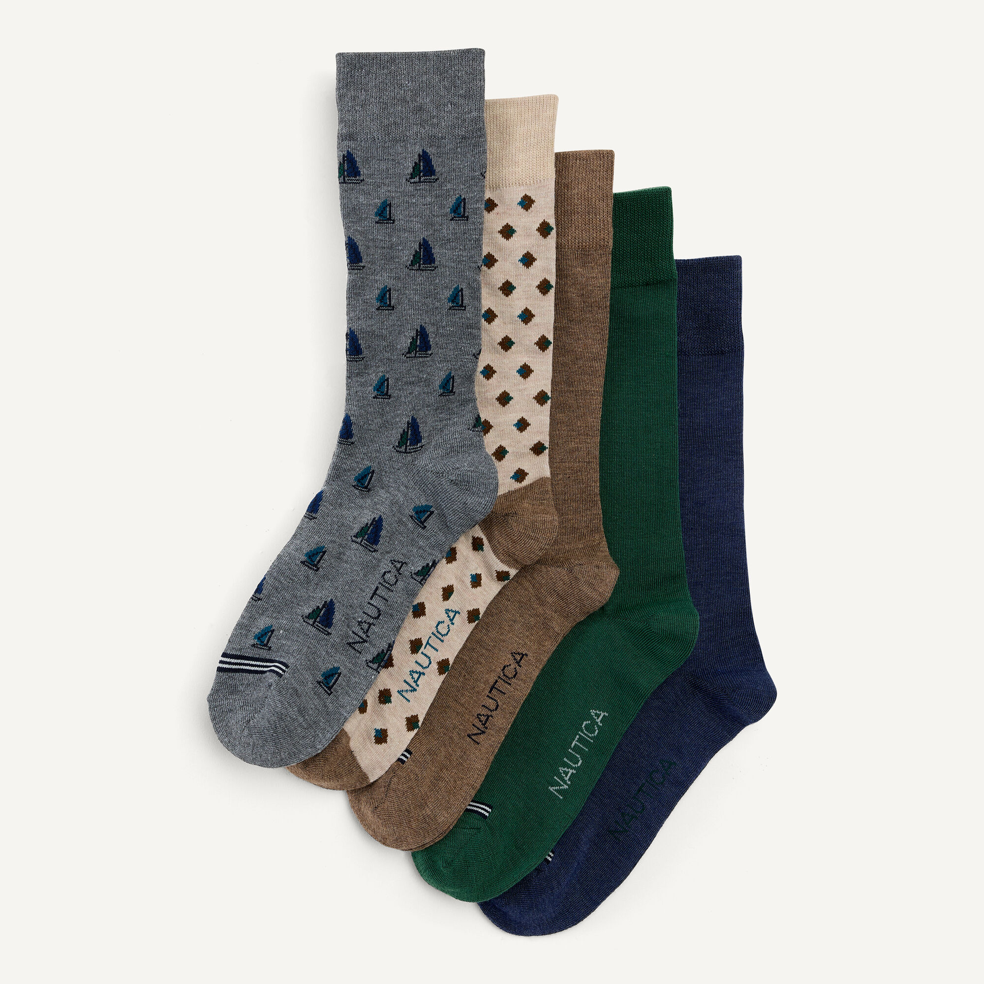 Nautica Men's Dress Crew Socks, 5-Pack 032 (Pewter Grey), OS