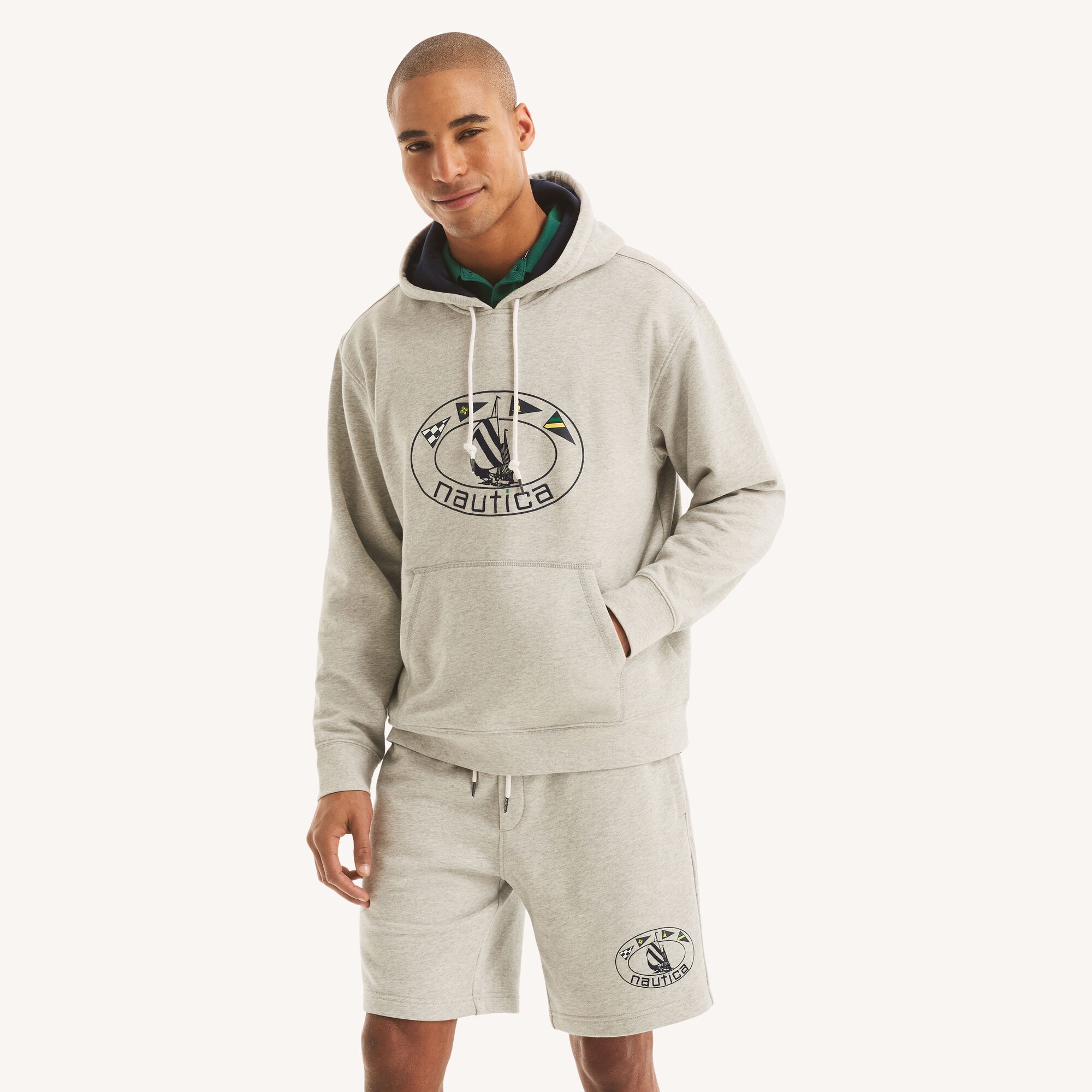 Nautica Men's Pullover Fleece Hoodie 060 (Grey Heather), L