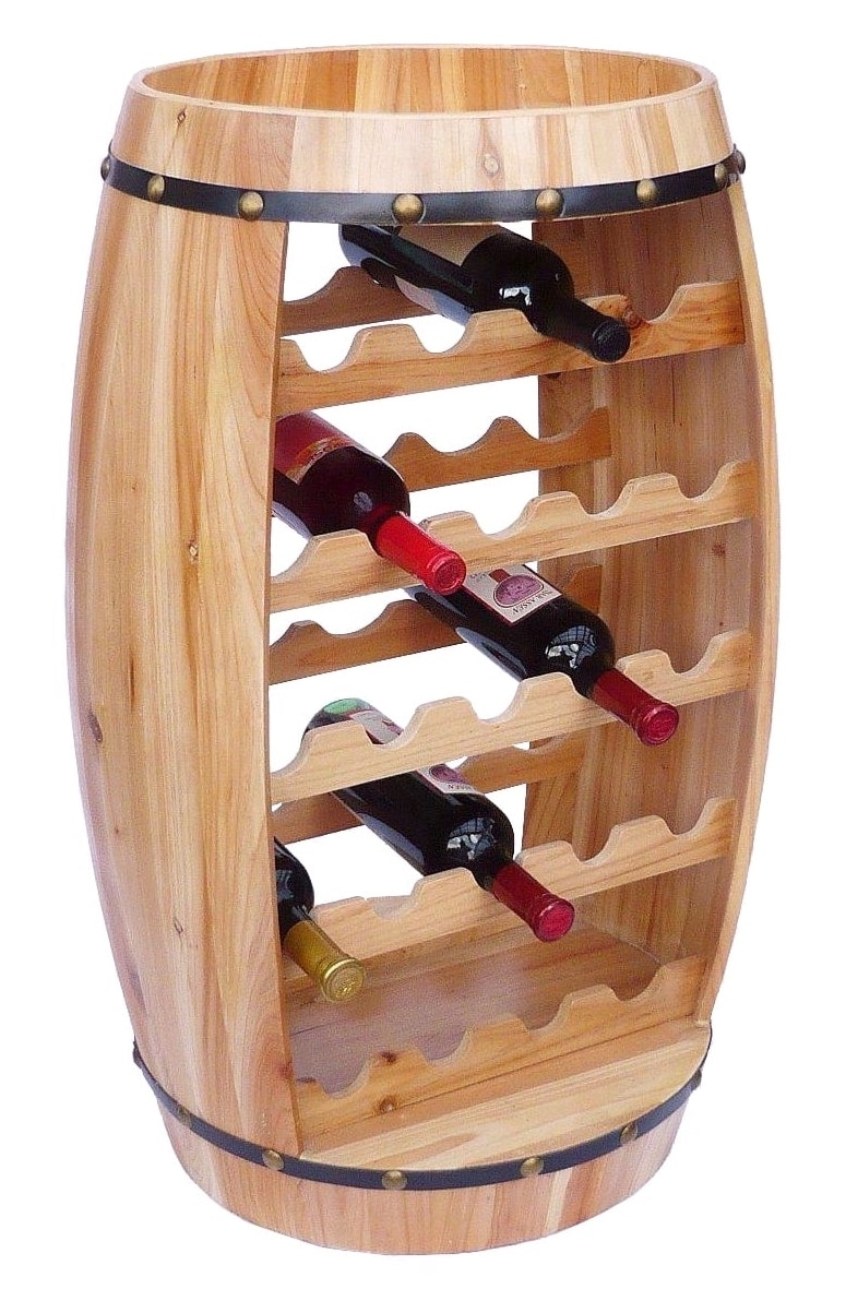 DanDiBo Weinregal Holz Stehend Weinfass 0370 Fass 80 cm Flaschenregal Flaschenständer Flaschenhalter Natur Bar Weinbar Image