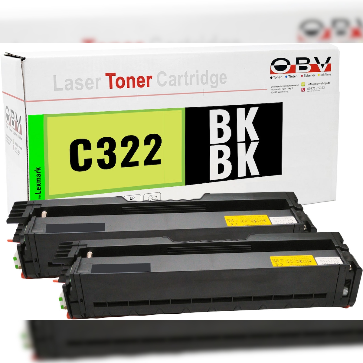 OBV Toner Schwarz Doppelpack kompatibel zu Lexmark C3224dw MC3224dwe - Ersetzt C3220K0 - ca. 1500 Seiten je Toner
