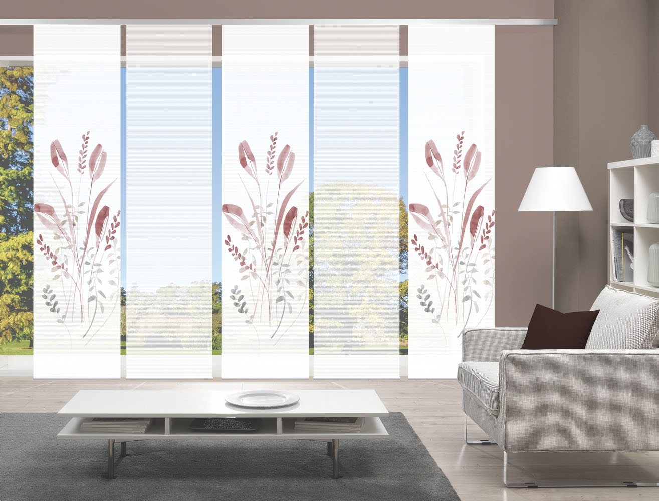 Schiebegardine VISION S "AYENE 5er SET" Gr. 1, rot, B:60cm H:260cm, Polyester, Gardinen, Schiebevorhang Digidruck 5er Set AYENE Image