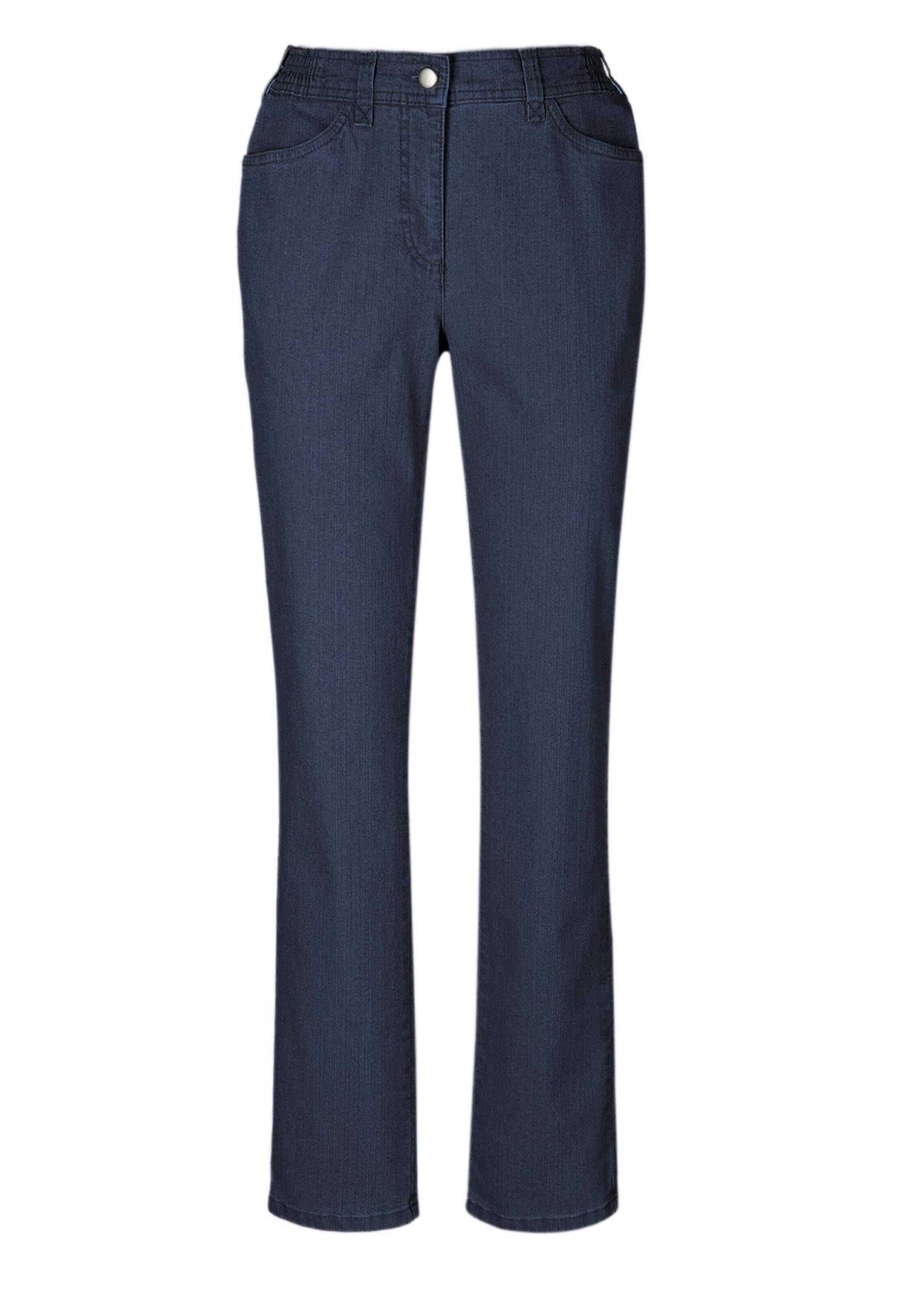 Regular-fit-Jeans GOLDNER "Kurzgröße Klassische Jeanshose ANNA", Damen, Gr. 25, K-Gr, blau (dunkelblau), Obermaterial: 78% Baumwolle CO. 20% Polyester PES. 2% Elasthan EL., Jeans