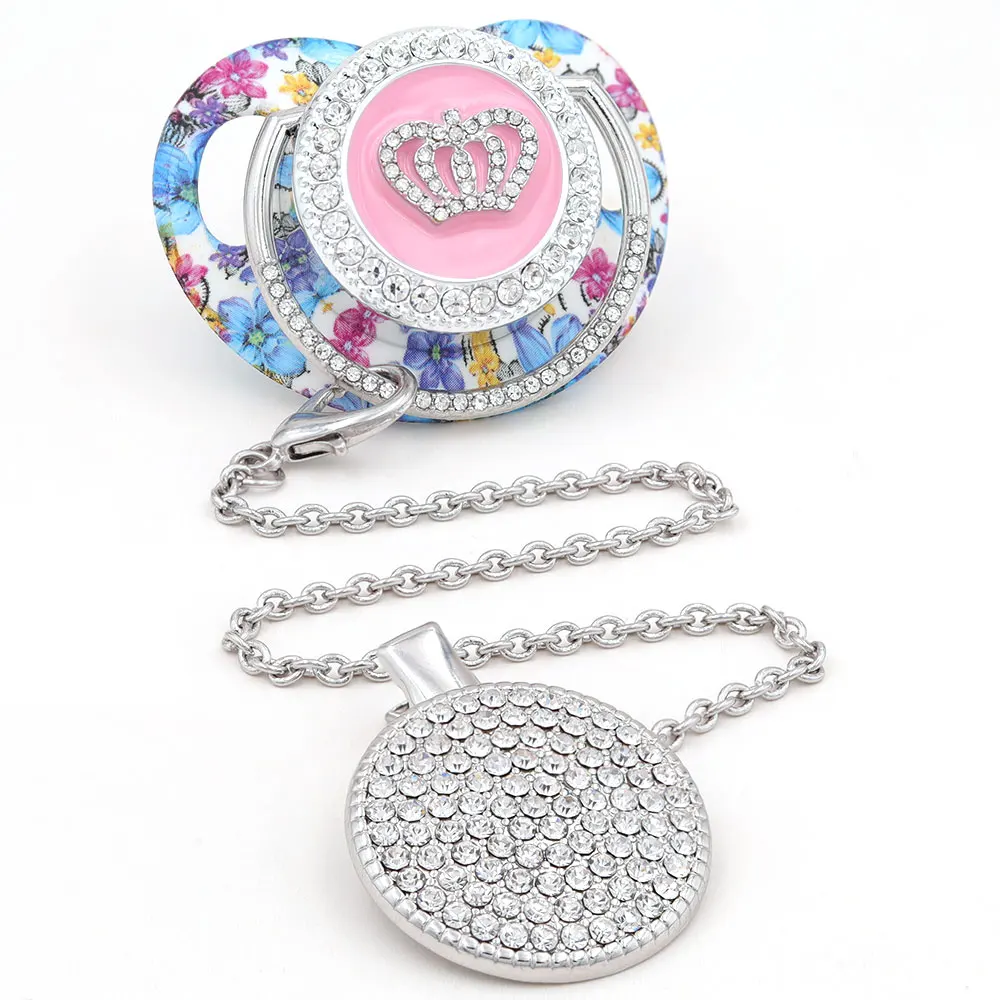 Clip ciuccio catenelle portaciuccio ciuccio personalizzato clip per ciuccio Ciuccio Clip argento ciuccio ciuccio perline personalizzato Bling ciuccio neonato capezzolo titolare chupetes de lujo