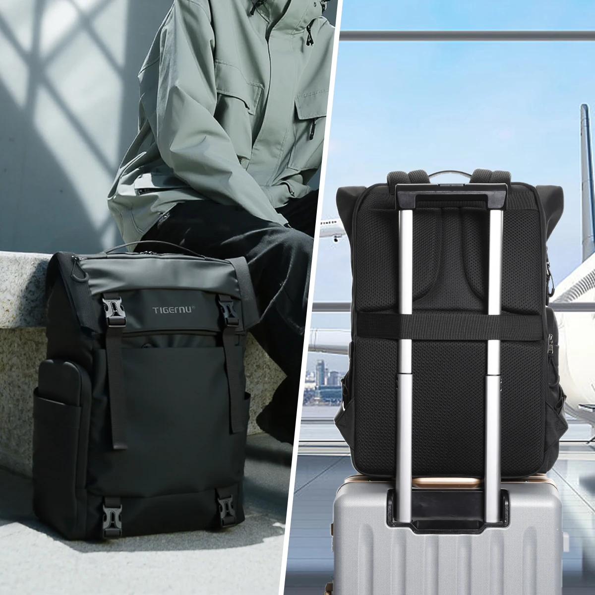 Sac à dos d'école Tigernu Fashion pour hommes, sac à dos imperméable en TPU, sacs à dos pour les déplacements professionnels, sacs à dos d'école pour hommes, sacs de voyage, sacs de cabine