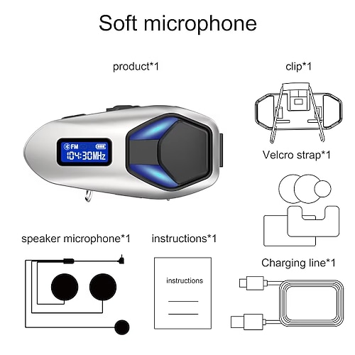 Nuovo auricolare Bluetooth per casco K12 per ascoltare musica in bicicletta, walkie-talkie, audio hi-fi, impermeabile IP67, con assistente vocale Al