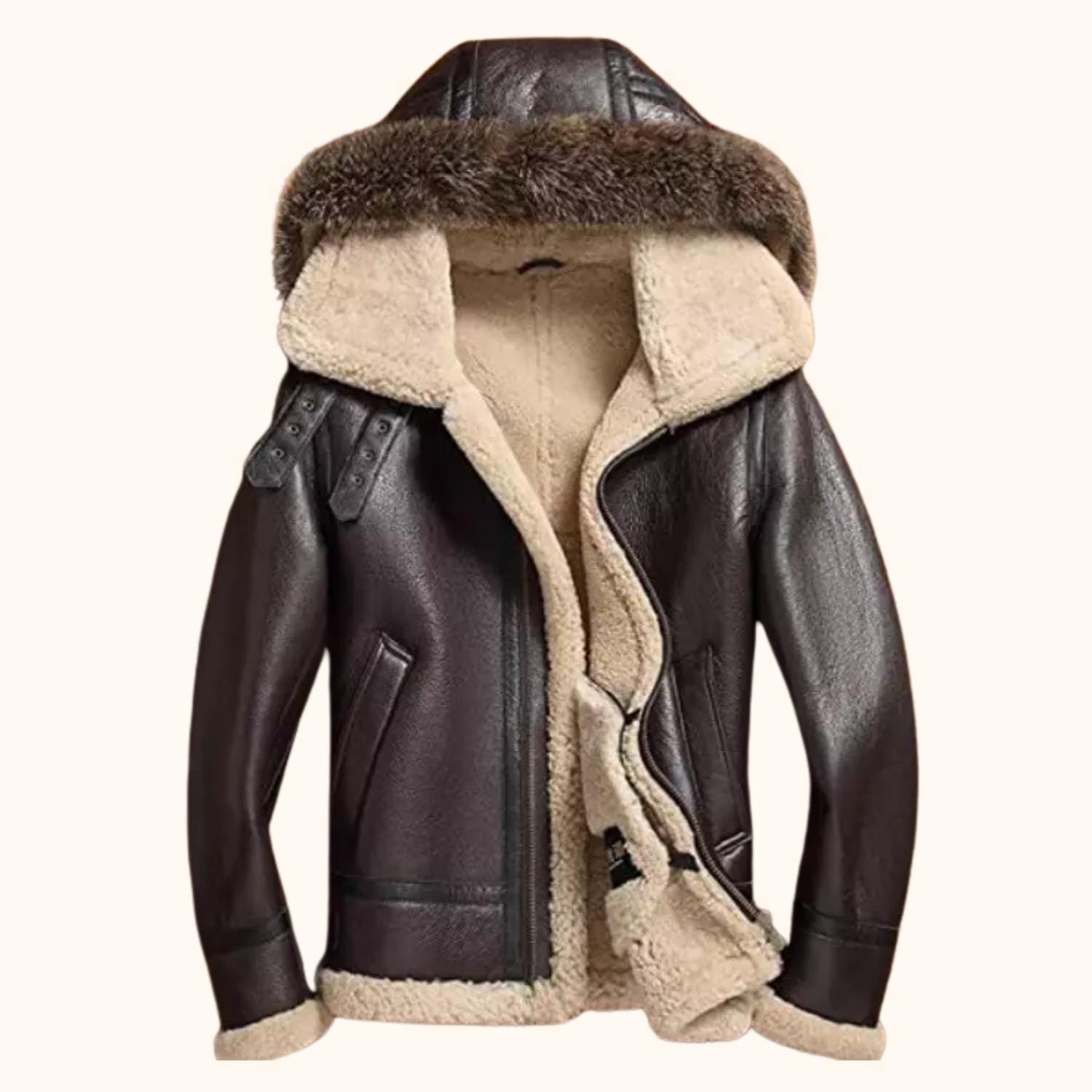 Giubbotto bomber Mf7 B3 fatto a mano, giacca in pelle con cappuccio Raf, giacca bomber in pelle marrone, stile Avitaor, giacca da aviatore in vera pel