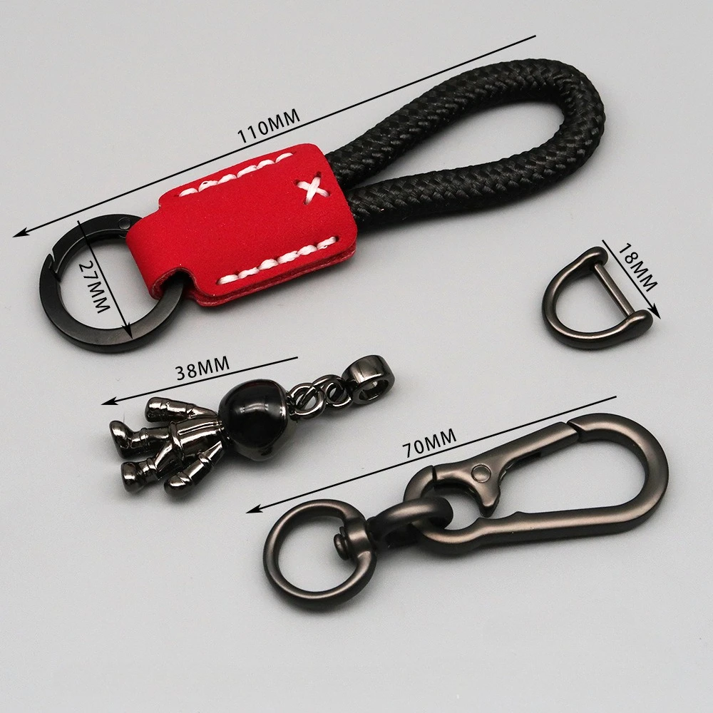 Benutzerdefinierte Logo Nette Astronaut Geflecht Seil Leder Metall Schlüsselbund Männer Frauen Schlüsselring Laser Personalisieren Name Tasche Auto Schlüssel Kette Ring Image