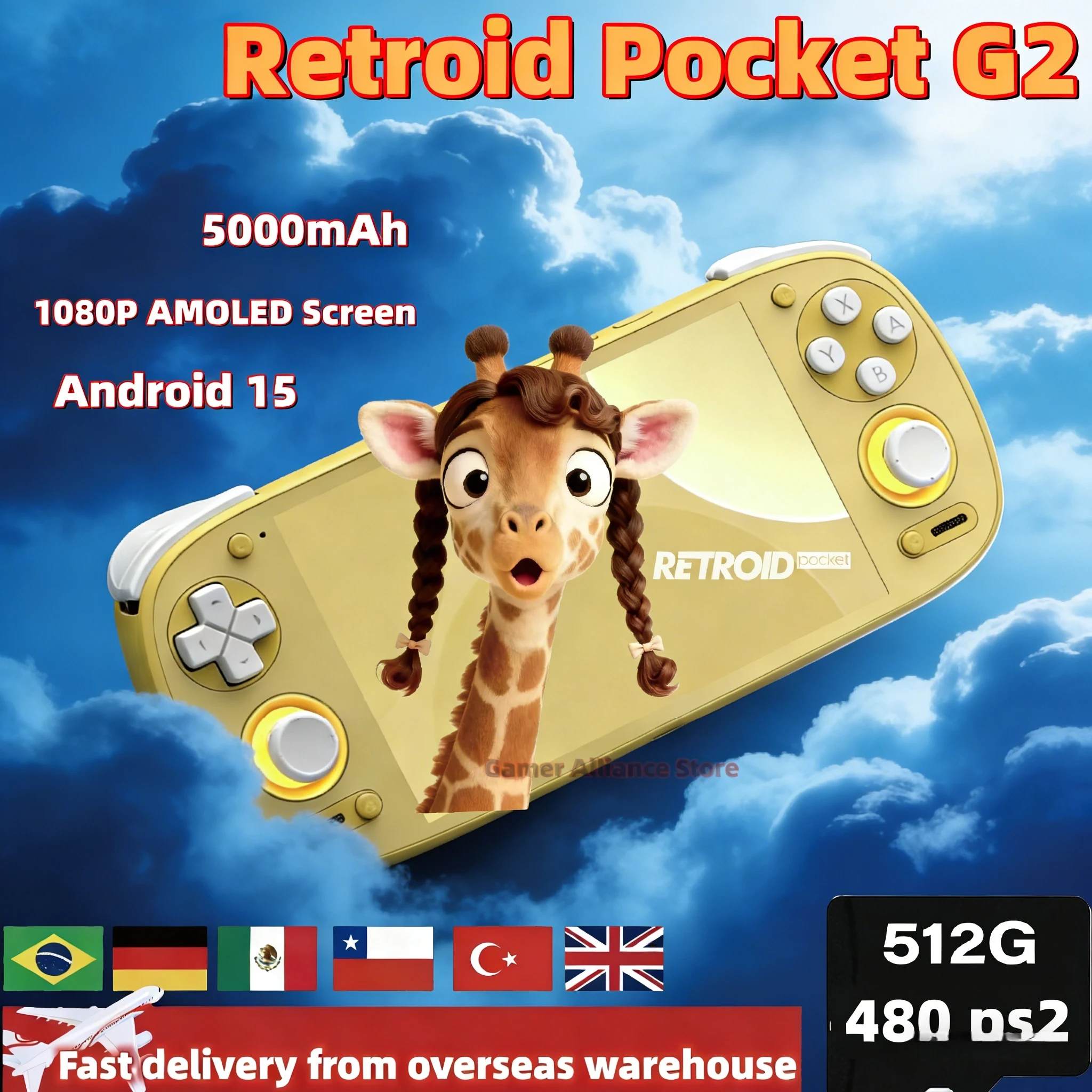 Retroid Pocket G2 RP G2 Retro Handheld-Spielkonsole Videospielkonsolen 5,5 Zoll 1080P AMOLED-Bildschirm Android15 5000mAh PSP PS2 Image