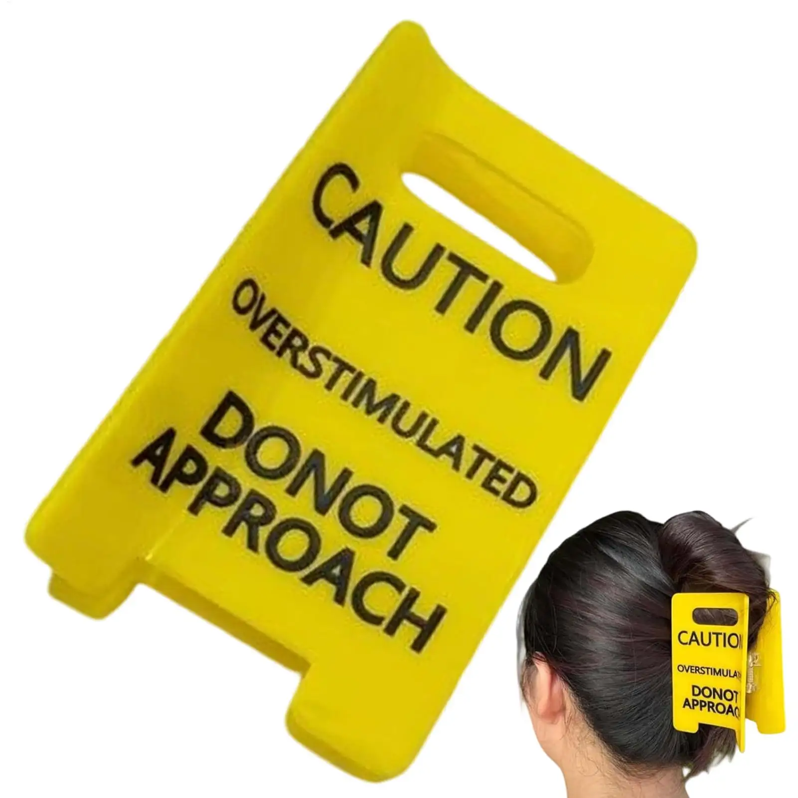 Lustige Haarklammern, Vorsicht, übergroßes Zeichen, Haarspange, rutschfest, Styling-Zubehör, starker Halt, Haarbekleidung für Frauen und Mädchen Image