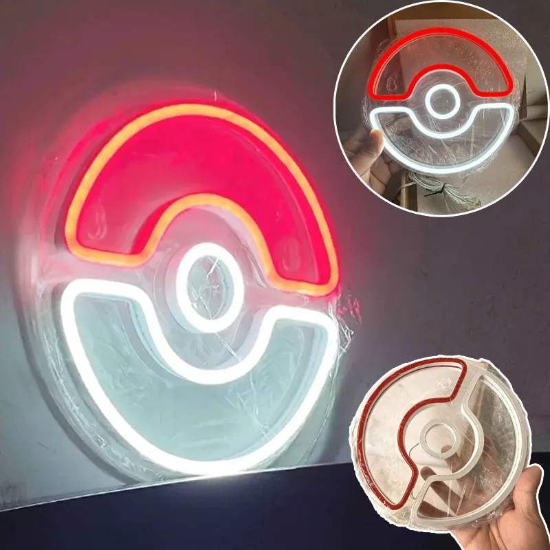20x20cm Poke Ball Acryl Led Licht Leuchtende Neon Lichter Kreative Dekorative Atmosphäre für E-sport Zimmer Hintergrund wand Geschenke Image