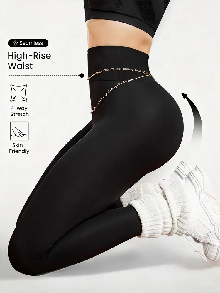 Sexy hochtaillierte Leggings für Damen, schwarze, weiche Yoga-Hose mit Bauchkontrolle und Kompression für das Training, normale und große Größen.
