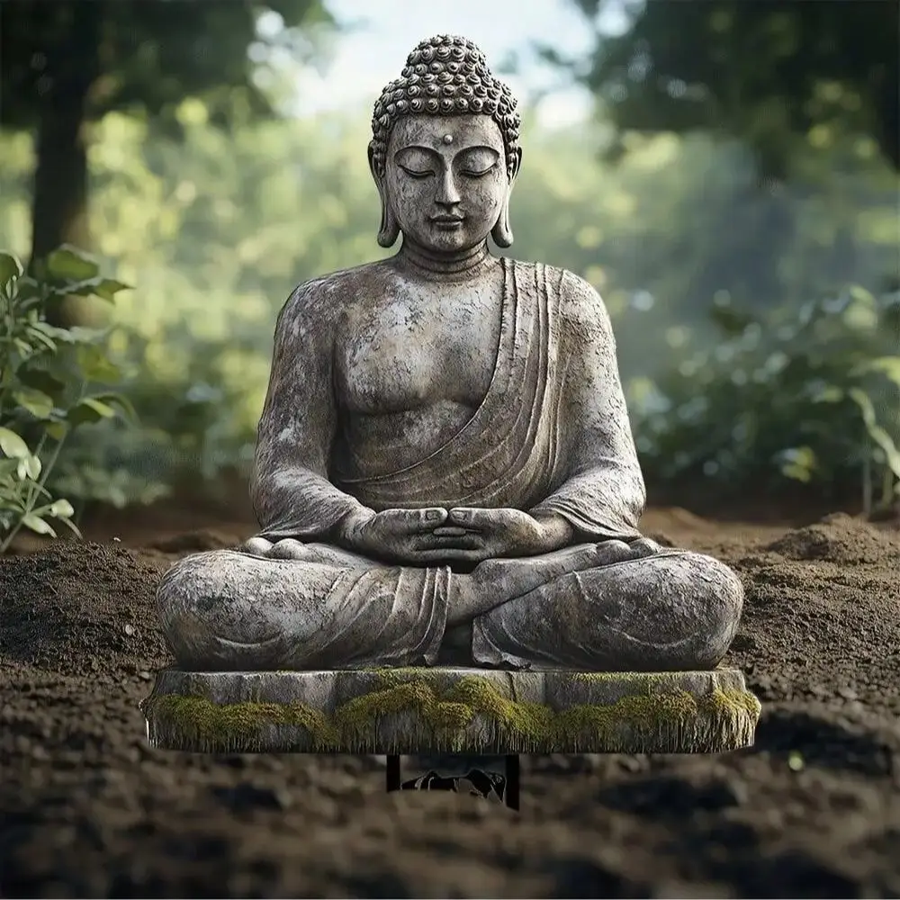 1 x antiker Buddha-Gartenstecker, verträumte Blumentopfdekoration und Außendekoration, perfekt für die Bonsai-Dekoration Image