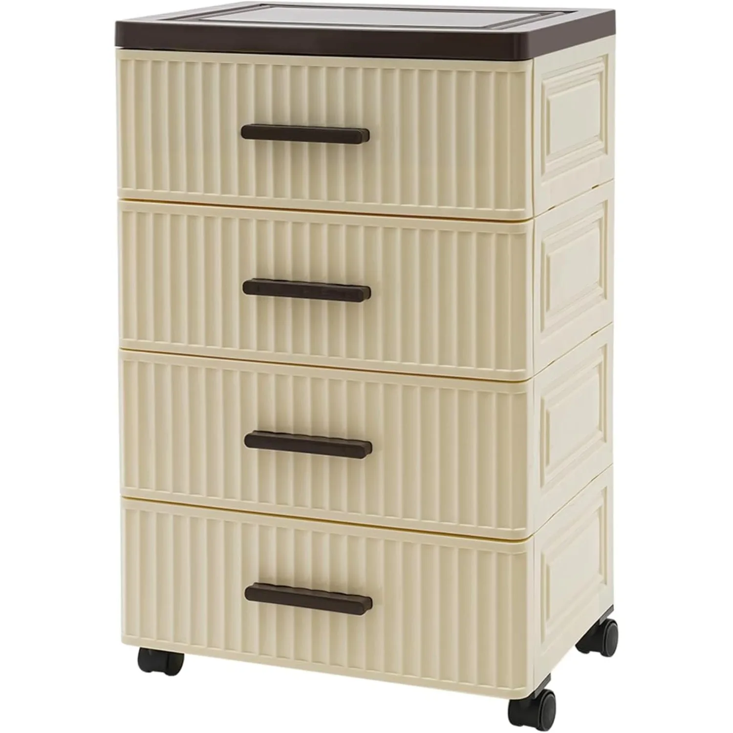 4 Schubladen Aufbewahrungsboxen mit Rollen, 4-stufiger Aufbewahrungsschrank mit Schubladen, Kunststoff-Schubladenschrank für Schlafzimmer, Wohnzimmer