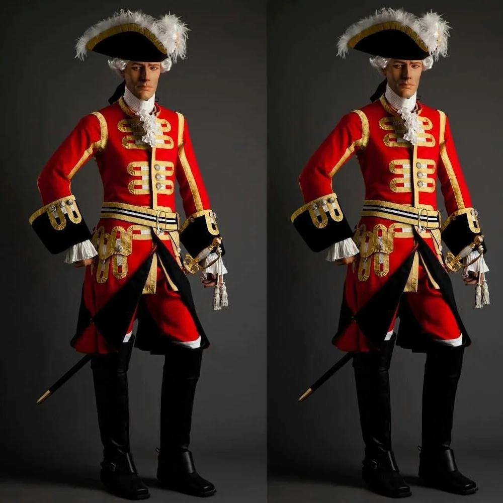 Französische Offiziersuniform aus dem 18. Jahrhundert, Napoleonisches Kriegskostüm, französischer königlicher Garde, leichter Kavallerie-Soldat, Armee-Militäruniform-Outfit Image