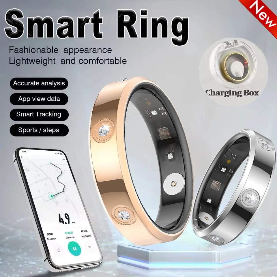 2025 Neuer Smart Ring, wasserdicht, 5 ATM, Herzfrequenz, Blutsauerstoff, Gesundheit, Schlafüberwachung, Multisportmodus, Kamerasteuerung, Smartring Image
